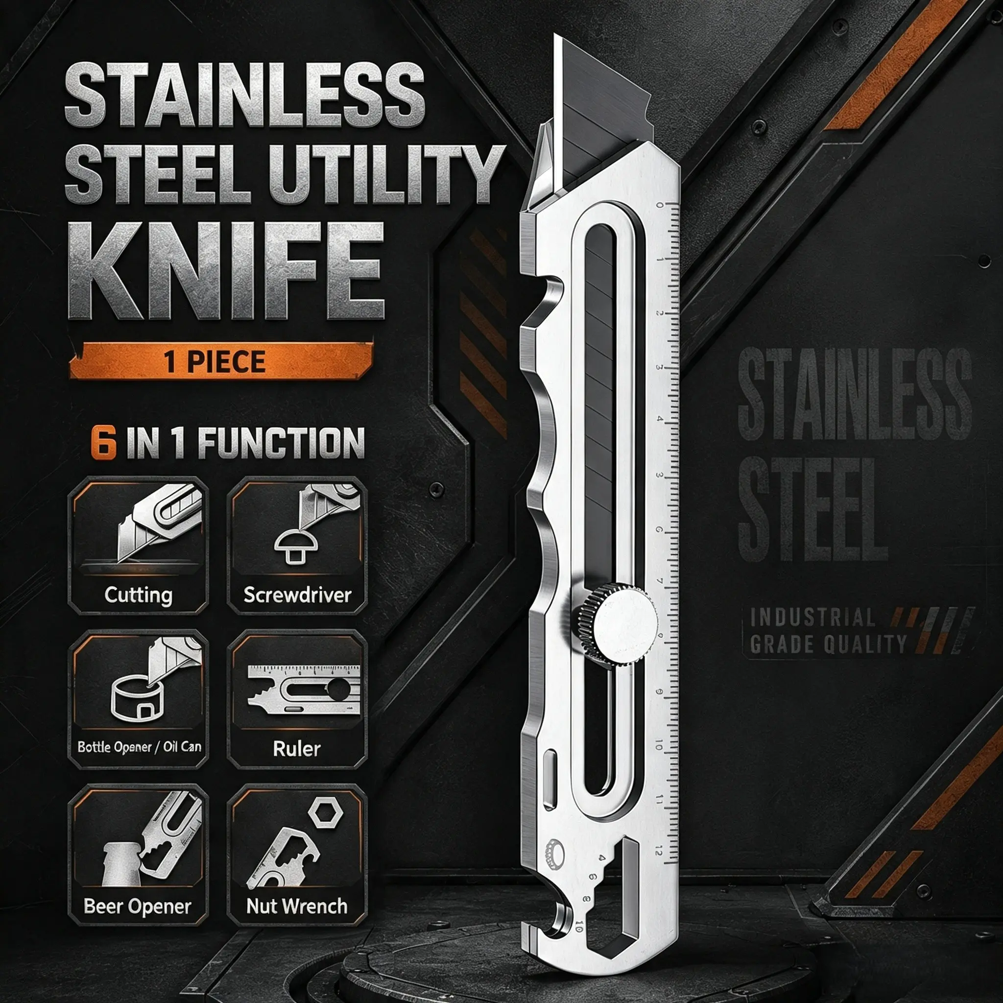 Multi-Functional Stainless Steel Heavy-Duty Craft Knife, Durable Design for Precision Cutting, Ideal for Artisans & DIY Enthusiasts