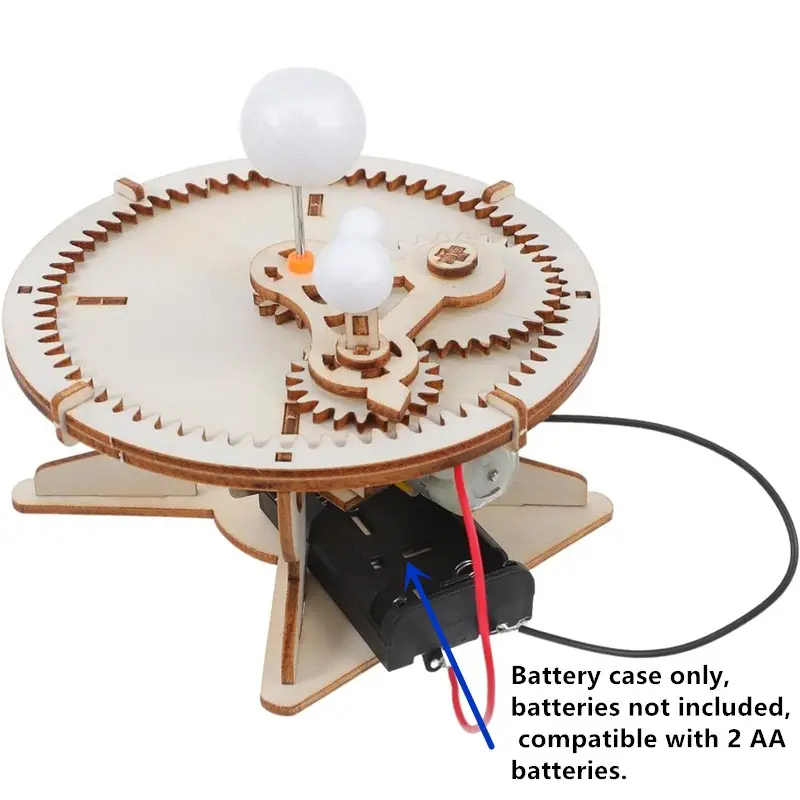 Wooden Solar System Orrery Assembly Kit, DIY Sun Earth Moon Orbital Model, Handcraft Puzzle, STEM Space Educational Craft, Learning Tool for Teens and Adults