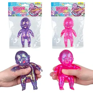 ORB Sugar Swaps Jumbo Baby Squishies Pink and Purple 2 Pack - 2 Big, Sparkly Sugar Baby Squishy Toys to Stretch, Squeeze, Collect, Trade - Stress Relief, Sensory and Fidget Toys for Kids and Adults