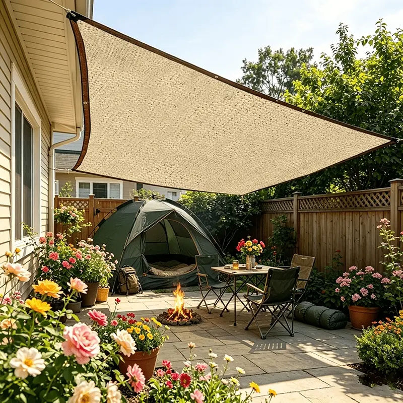 Brown outdoor sunproof sunshade net waterproof whole sheet fabric with four-sided reinforced metal grommets, suitable for terraces, greenhouses, poultry, and vegetable gardens