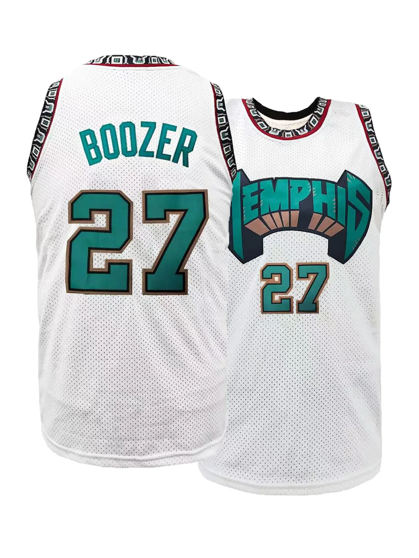 Vintage Memphis Number 27 Embroidered Basketball Sports Jersey for Men, Classic Breathable Mesh Sleeveless Top, Casual Streetwear Basketball Fan Gift
