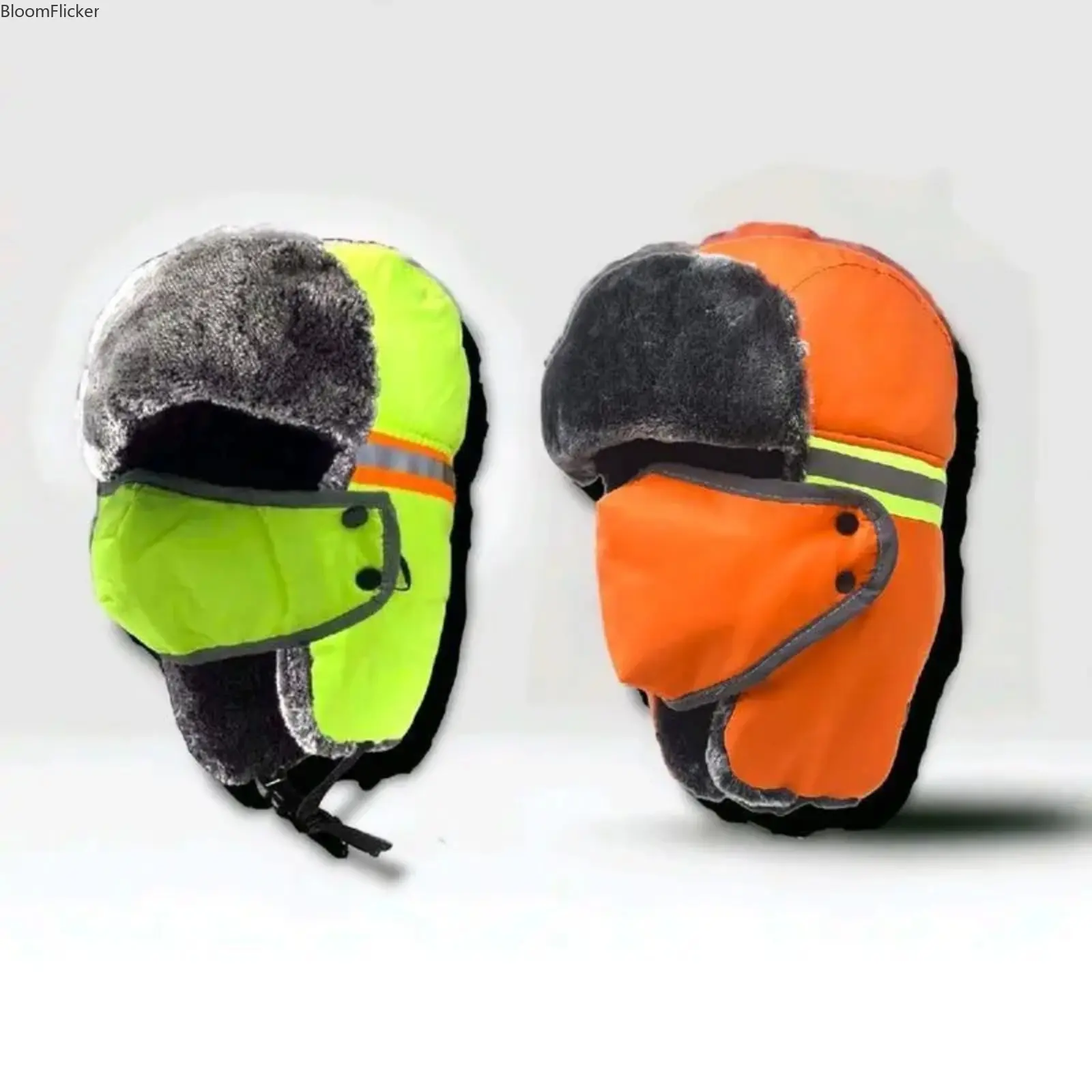High Visibility Arctic Trapper Winter Hat with Ear Flaps, Windproof 3M Reflective Stripe Russian Style Warm Cap, One Size Fits All for Night Work Safety, Snow Construction Workers & Cold Outdoor Jobs