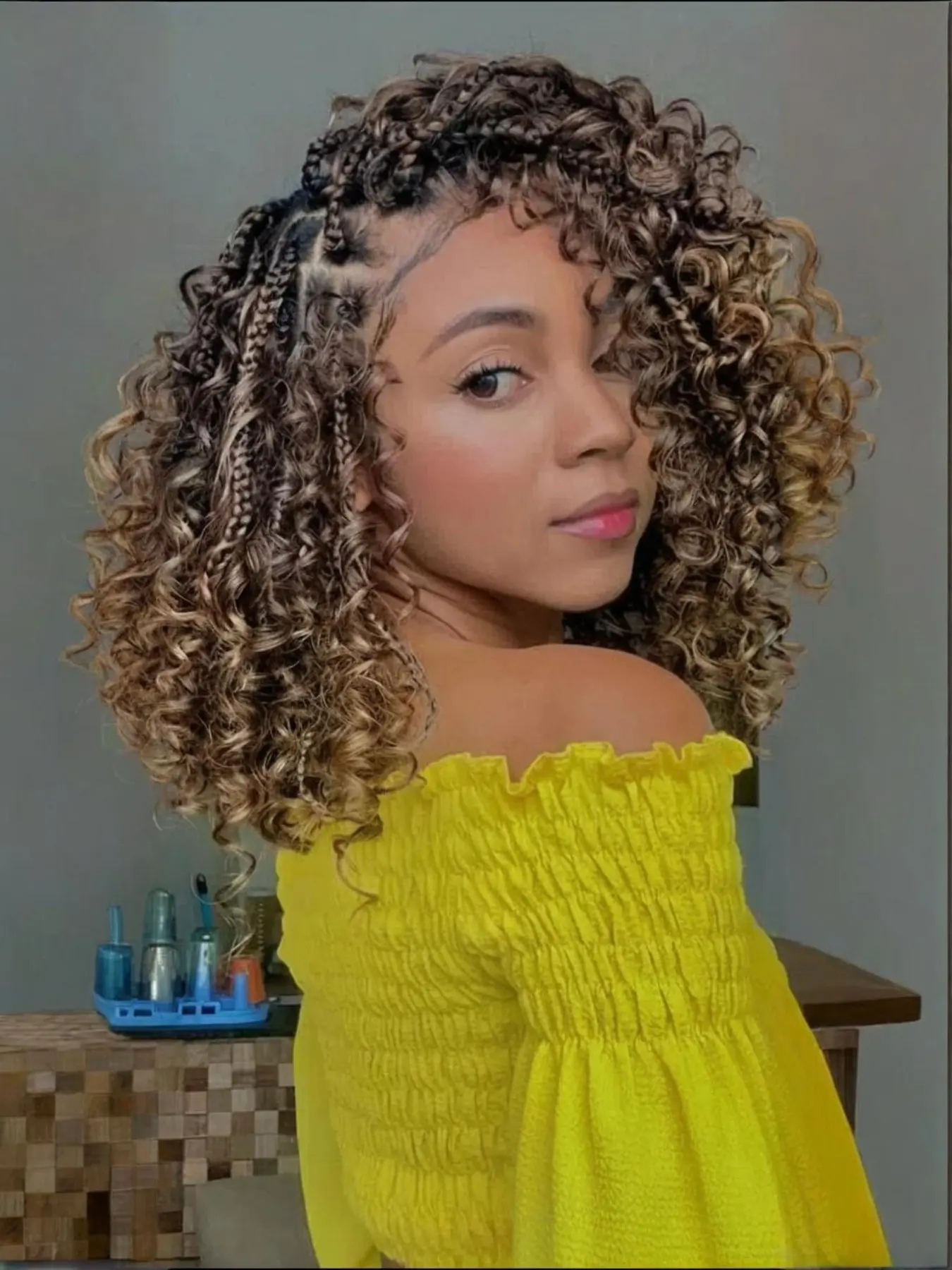 Boho Braided Wigs for Women, Bohemian Braided Wig, 16inch Long Curly Synthetic Hair, Glueless Lace Front Wig with Baby Hair, All Seasons