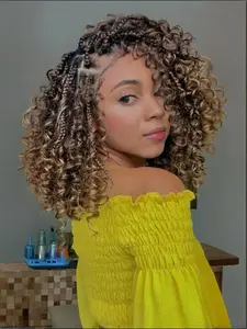 Boho Braided Wigs for Women, 16inch Long Curly Synthetic Hair, Glueless Lace Front Wig with Baby Hair, All Seasons