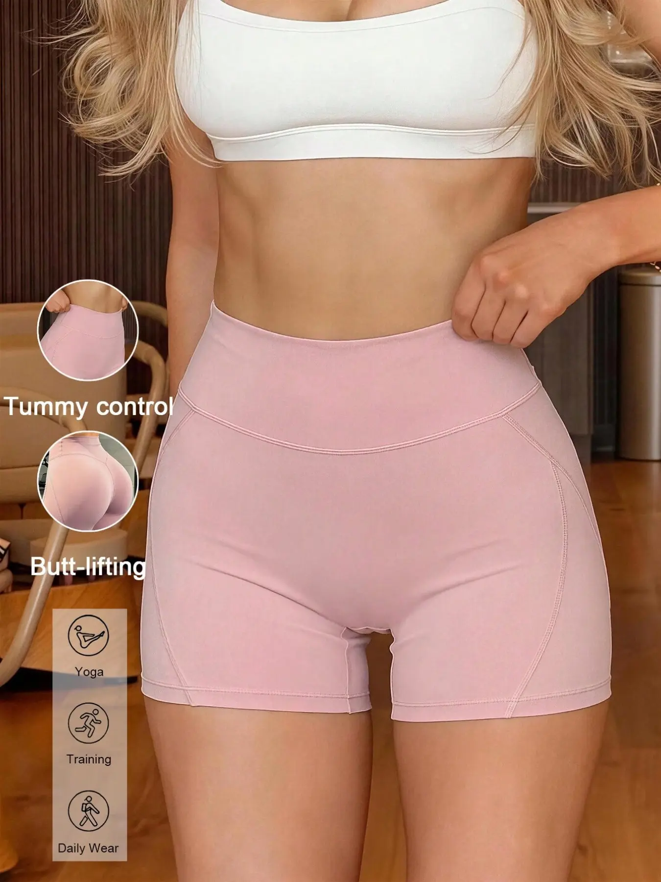Women's Sport Casual Performance Shorts, High Waisted Shorts High Waist Tummy Control Butt-Lifting Solid Slim-Fitted Biker Shorts, for Yoga, Training, Gym and Daily Wear