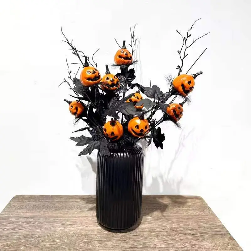 New Halloween Horror Pumpkin Bouquet, Terror Vase Decoration, Ghost Pumpkin Replica Branches, Halloween Party Home Decor