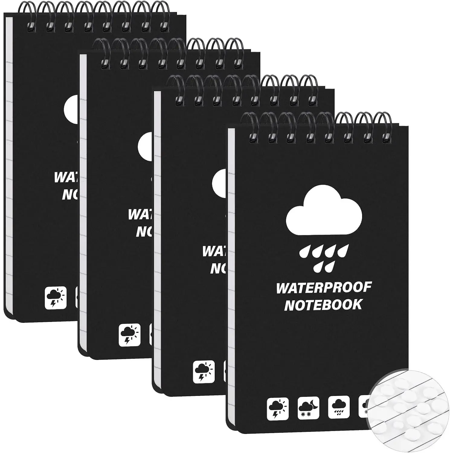 4 Pack  Pocket Notebooks, 5 x 3 Inch, Top Spiral Pad Set |  Weather Notepad Pages, Steno Note Pads, Outdoor Recording, for Office, School,  Site Visits