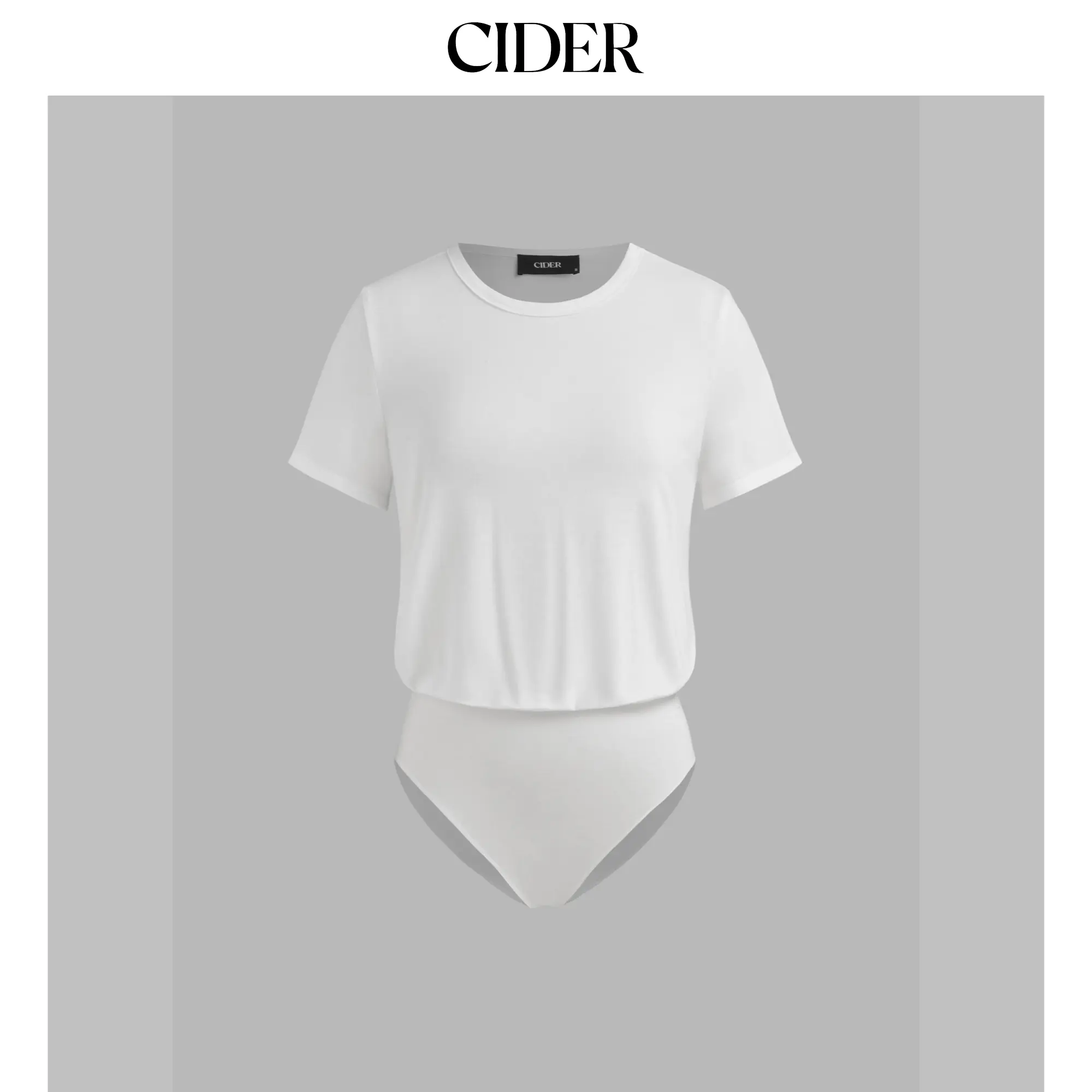 Cider [3 colors, size 2-26] Round Neck Solid Short Sleeve Bodysuit