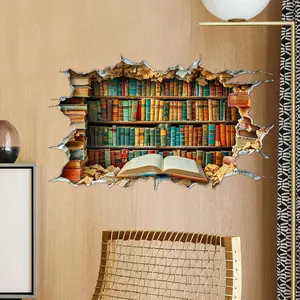 Wall Sticker Bookshelf Decal, Home Decoration Wallpaper, Ideal for Bedroom, Wall, Glass, Party Decor, Enhance Your Space Easily