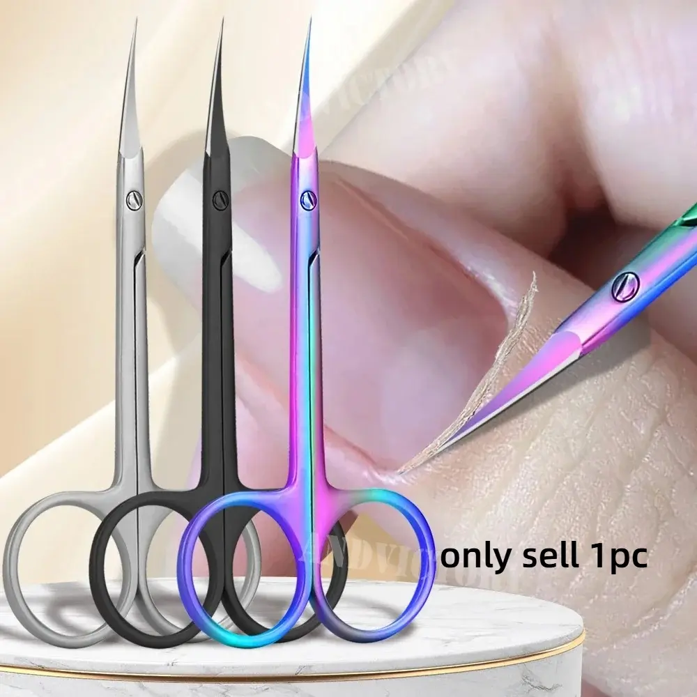 1Pcs Russian Cuticle Scissors Nipper Dead Skin Scissors Stainless Steel Manicure ools Portable Exfoliating Nail Trimmer