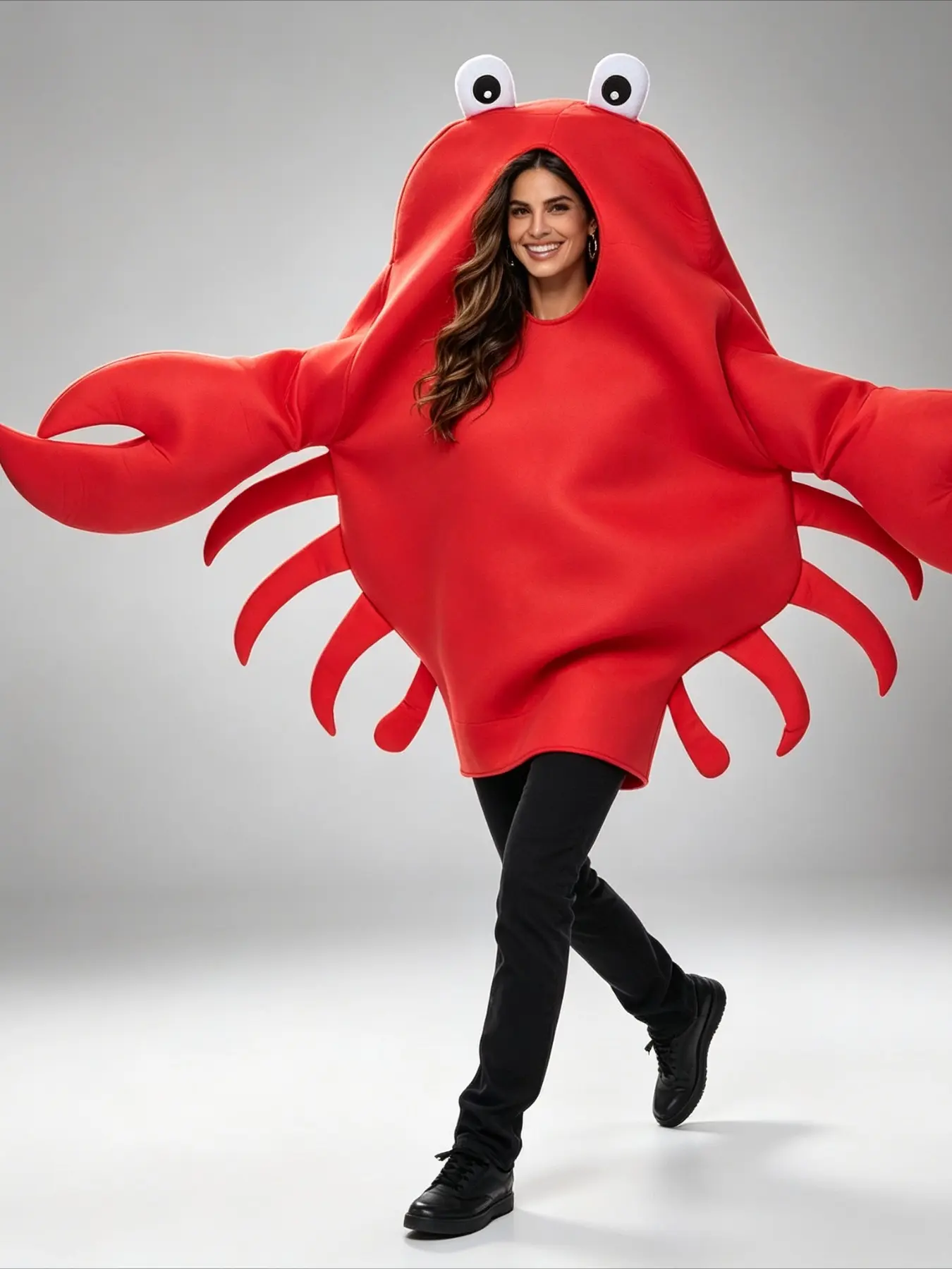 Red Crab Lobster Design Slim Bodysuit Adult Novelty Cosplay Costume Halloween Party Stage Performance Wear