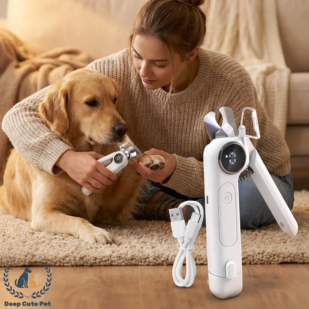 Luxury Electric Dog Nail Clipper, Puppy Nail Clippers, 3-Speed Adjustable, USB Rechargeable, LED Lights, Splash Guard, for Large & Medium Dogs & Cats