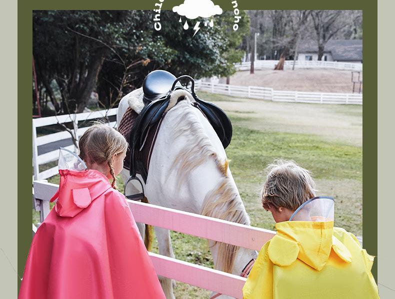 Cute Thicken Kids Cartoon Raincoat Ponchos Toddler Rain Jacket Children Rainwear with Large Brim Windproof Students Rain Suit