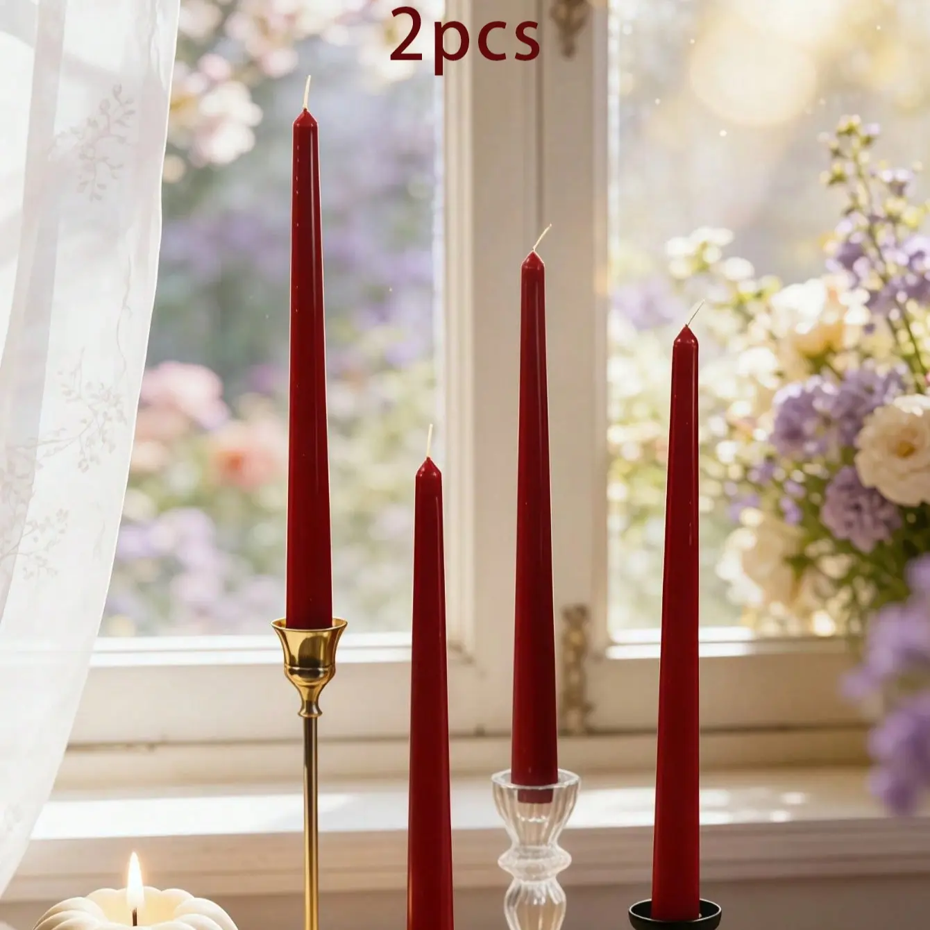 4-Pack 10-Inch Christmas Long Stick Smokeless Soy Candles, Wedding Table Decor, Romantic Dinner Atmosphere, Gift Idea
