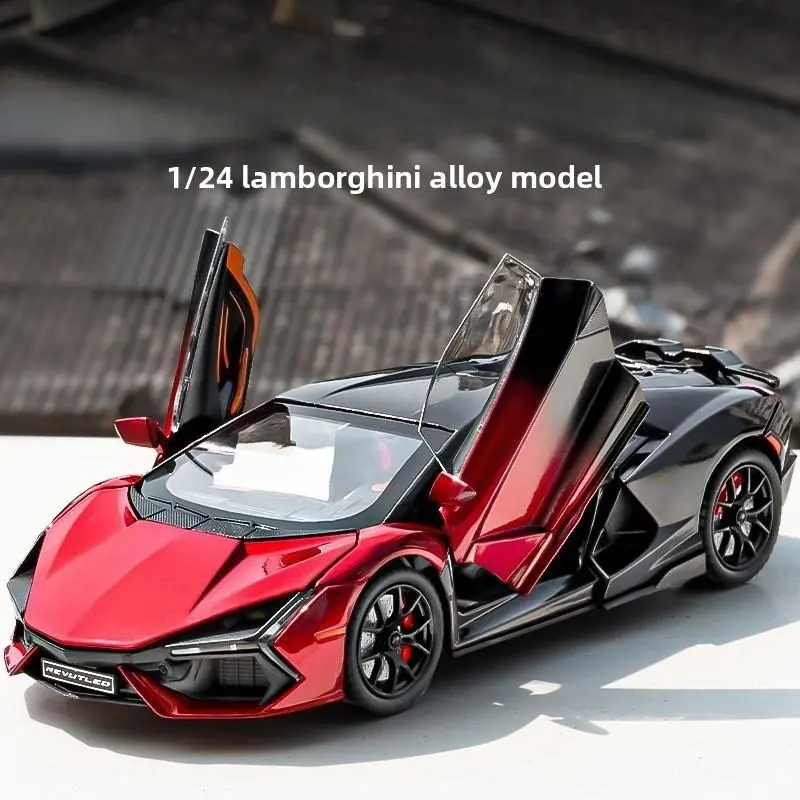 Diecast Model Car, Openable Scissor Doors, Light & Sound, Pull Back Supercar, Collectible Toy Gift for Car Enthusiasts