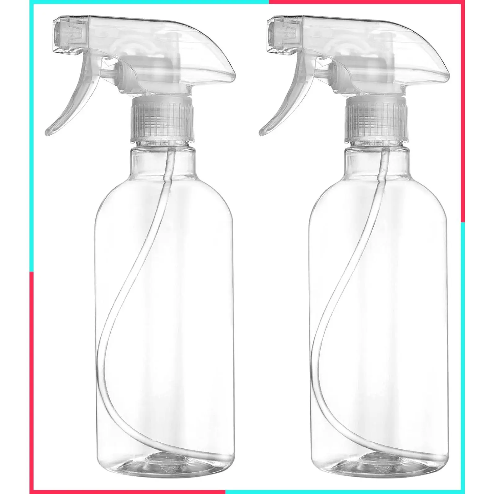 2 Pack 16.9 oz/500 ml Empty Spray Bottles for Cleaning, Heavy Duty Plastic Mist Spray Bottle with Nozzle for Hair, Pets, Plants and Screen Printing