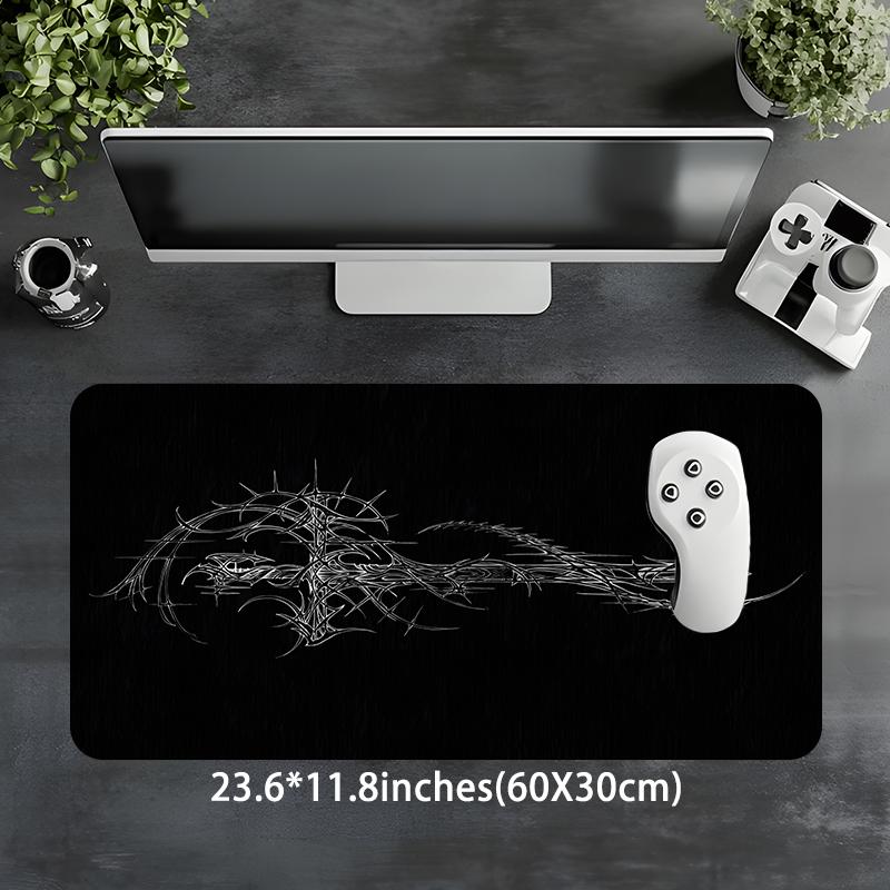 Gothic Thorned Cross Pattern Mouse Pad, Large Gaming Mouse Pad, Aesthetic Desktop Decoration Protective Pad, Non-slip Rubber Pad for Laptop, Desktop Computer Games, Gaming Mousepad