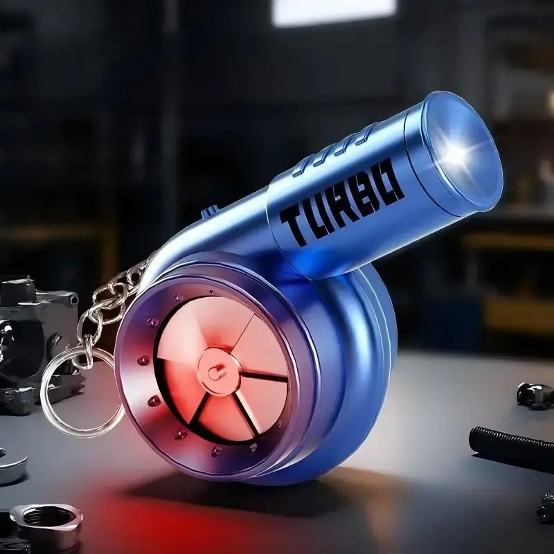 Simulation Turbocharger Keychain with Light and Sound Pendant, Enhances Night Visibility and Interactivity, Car Key Ring Accessory