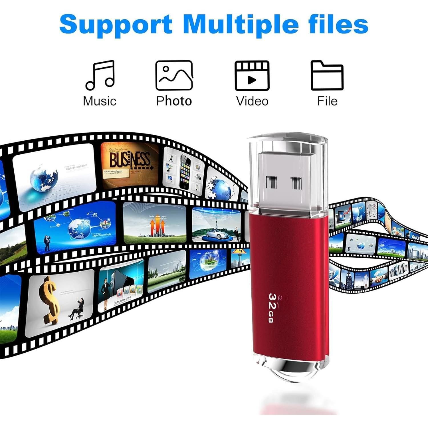 3Pack 32GB USB Flash Drives 32GB Thumb Drives Memory Stick Jump Drive (Black/Red/Blue)