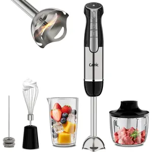 Hand Blender, Cordless Immersion Blender with 6 Speeds, 4 in 1 Portable Mixer Electric Handheld Mixer with Blender, , Whisk, Frother for Soup, Smoothies,   and Puree (Black)