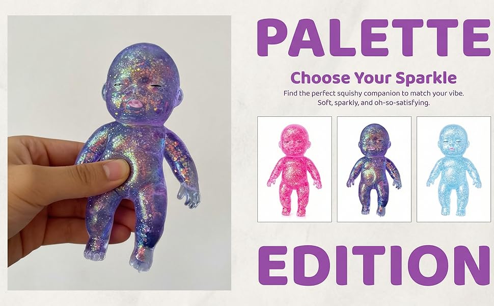 Glitter Figure Squishy Fidget Squeeze Item – 4" Soft Sensory Decompression Desk Decor for Adults, Portable Office Anxiety Relief Gag Gift