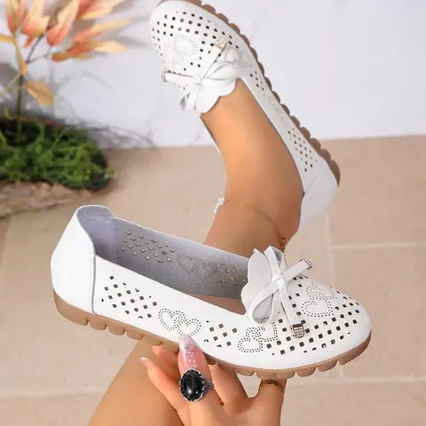 Women's 2026 New Lightweight Fashion Comfortable Soft Sole Embroidered Casual Flat Shoes, Round Toe, All Seasons, Medium Width, Shoes Flats