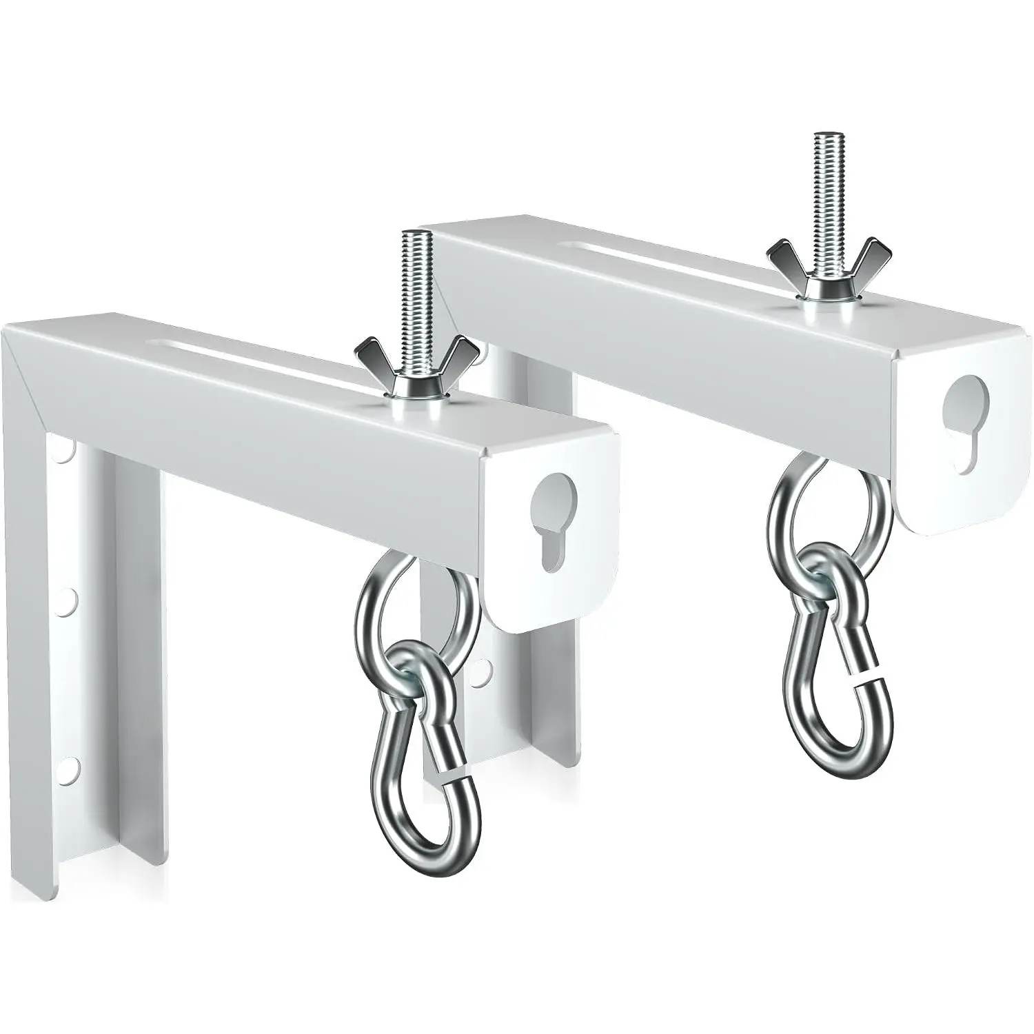 Projector Screen Wall Mount L-Brackets  Ceiling Mount, 6 inch Adjustable Extension with Hook for  Projector and Movie Screens, Hold up to 66 lbs, White PRL003W