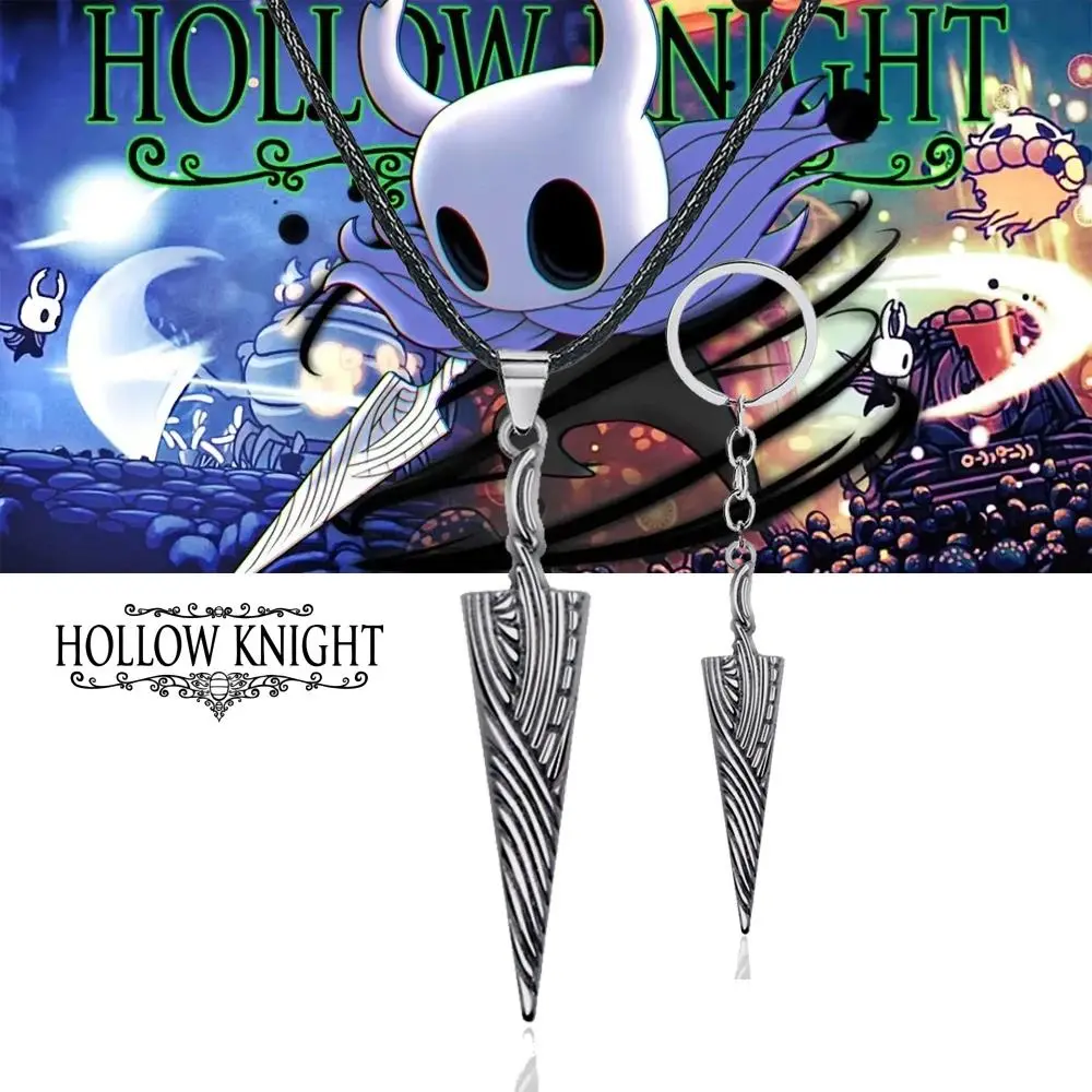 New Game Hollow Knight Bone Nail Keychain Necklace Pure Nail Sword Metal Pendant Keyring Cosplay Jewelry Gifts