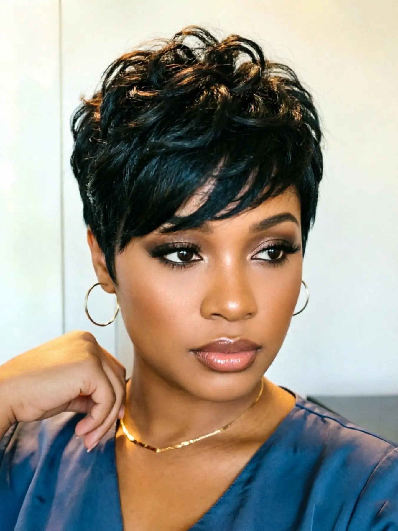 Short Pixie Cut Wigs with Bangs, Natural Color Human Hair Wigs, Full Machine Made, Stylish Hairstyles for Women, Full Coverage Wig, Realistic Wig