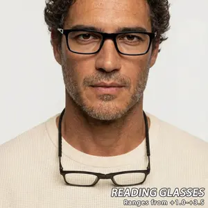 Men's Plastic Square Magnetic Neck Strap Reading Glasses, Portable Ultra-Light Simple Style, Fashionable Casual Eyewear
