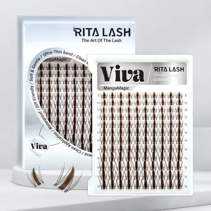 Viva | RITALASH 120PCS Dark Brown - Manga Lashes with Ultra-Dense, Waterproof, Long-Lasting Lashes | Fairy | Fashion Wet Look | Beginner-Friendly DIY Lashes for a Flawless Look | Trendy & Must-Have Clusters