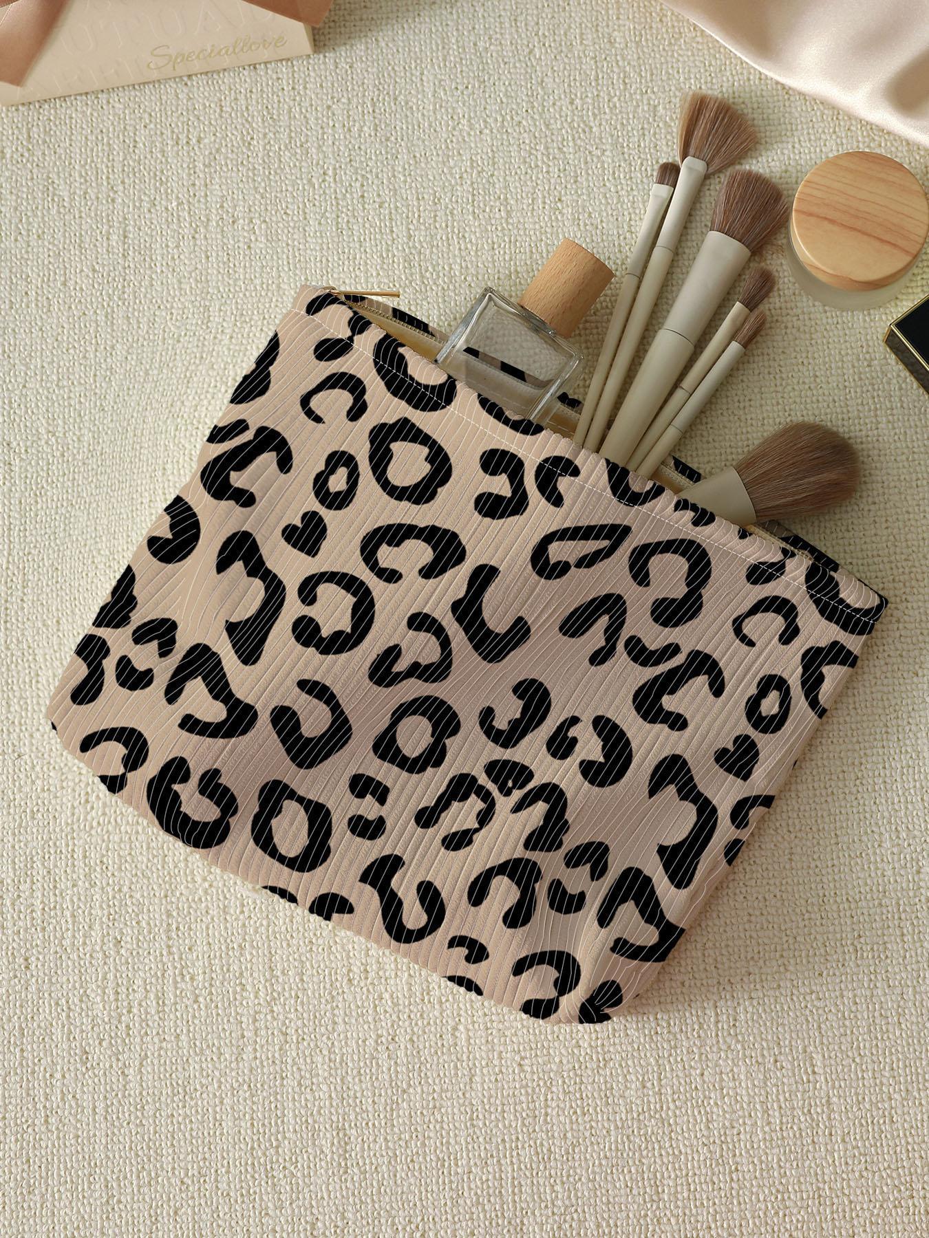 Fashion Leopard Pattern Makeup Bag, Lightweight Multi-functional Makeup Bag, Casual Trendy Versatile Cosmetic Bag, Handheld Cosmetic Pouch, Travel Cosmetic Bag, Cosmetics Bag, Cosmetic Travel Bags