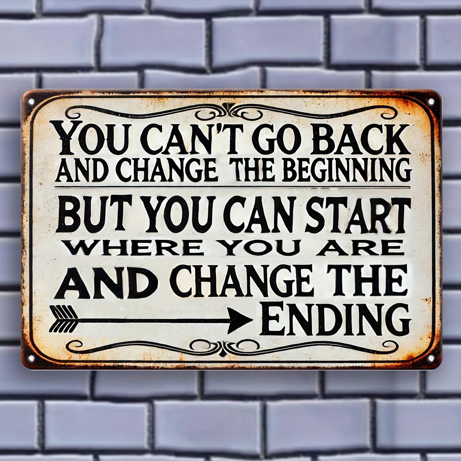 Motivational Metal Wall Decor Sign Inspirational Quote Plaque for Home Office with PreDrilled Holes Easy Hanging No Wiring Needed Waterproof Durable Business Cafe Garage Bathroom Decor Change Your Ending 2D Flat Art