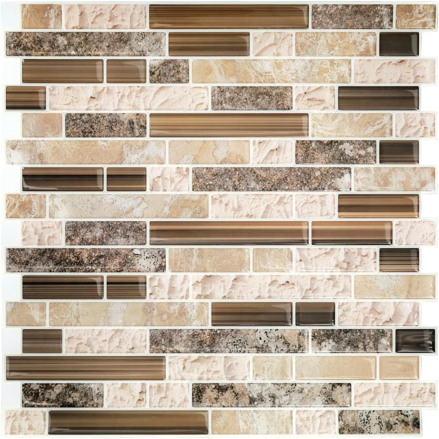 10 Sheet 12''x12'' Peel and Stick Backsplash Tile for Kitchen, Self-Adhesive Stick  Backsplash Laundry Bathroom Textured Vinyl Sticker Wall Tiles  Tile in Sandstone