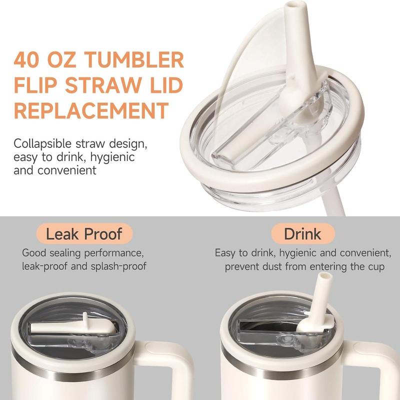 Tumbler Flip Straw Lid Replacement, 2 Counts Splash-Resistant Tumbler Lids with 2 Straws, Reusable Leak-Proof Covers for Stanley Cup Accessories #TOP PICKS