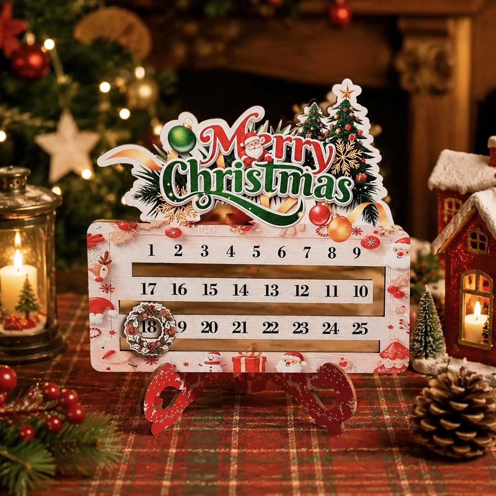25-Day Christmas Countdown Calendar Ornament—perfect for accenting desks, vanity tables, nightstands, and office workspaces