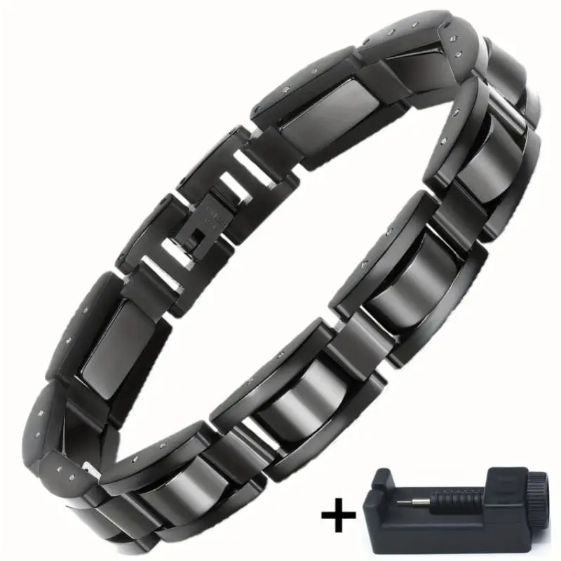 [Titanium Steel Personalized Bracelet] Black Titanium Steel Men's Personalized Bracelet - Electroplated, Disassembly Tool Included - Suitable as Christmas Gift for Fathers and Elders