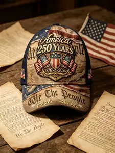 American 250th Anniversary Baseball Hat, We the People 1776-2026 Independence Memorial Cap, Vintage Flag Print Adjustable Unisex Design Dad Hat
