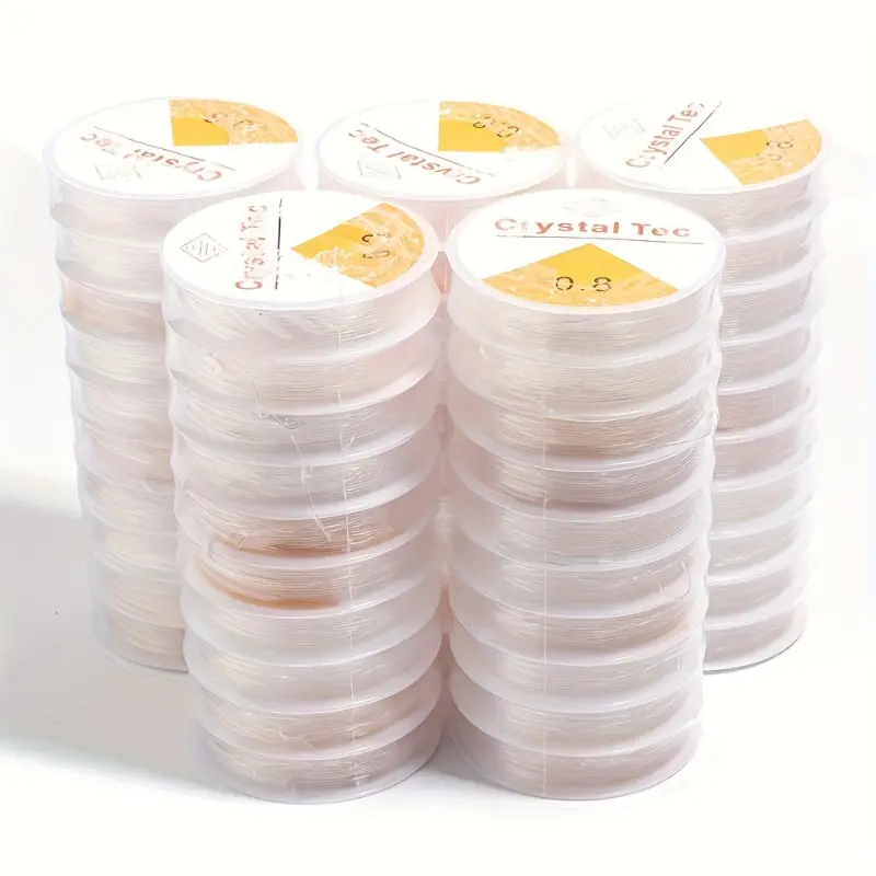 10pcs Transparent Crystal Elastic Thread Handmade Round Cord For Making Bracelet - DIY Beaded Essential Accessories