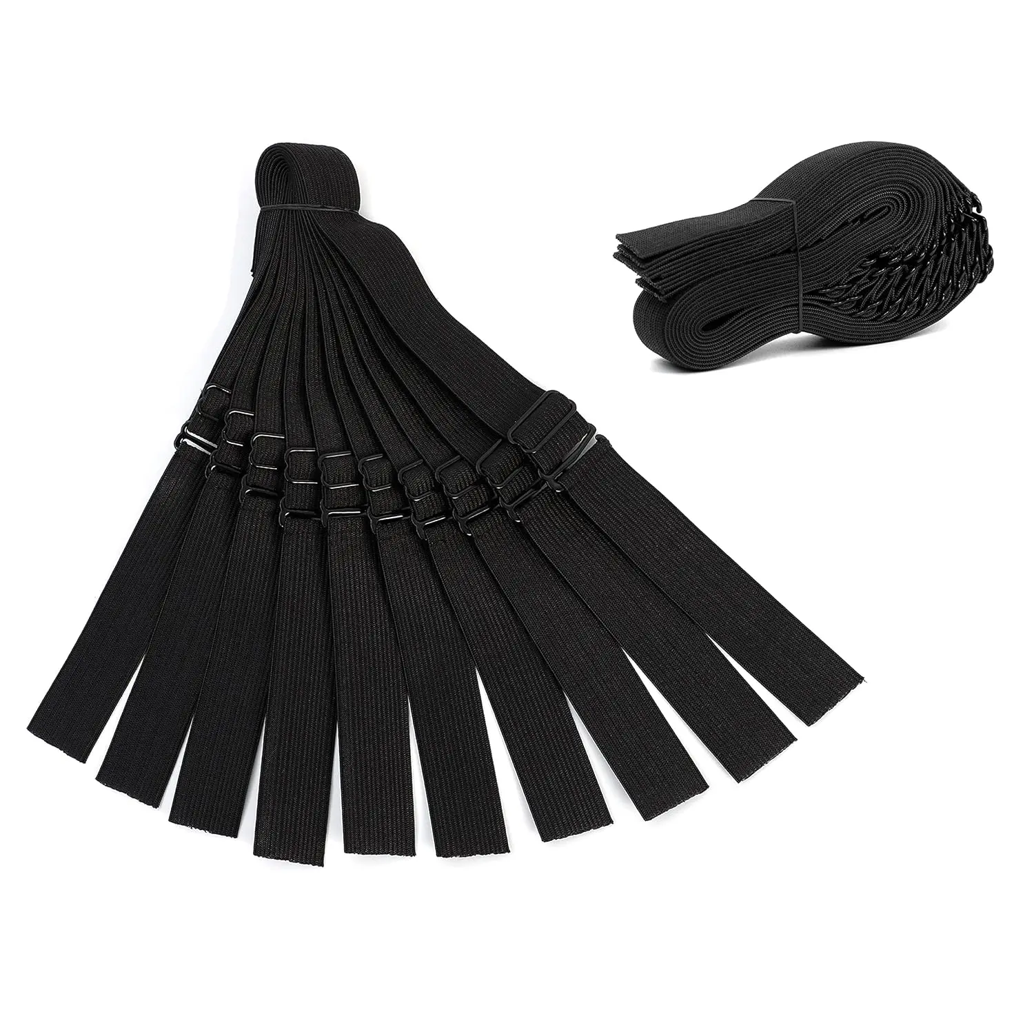 Adjustable Elastic Bands Straps For Wigs (Black/20pcs)