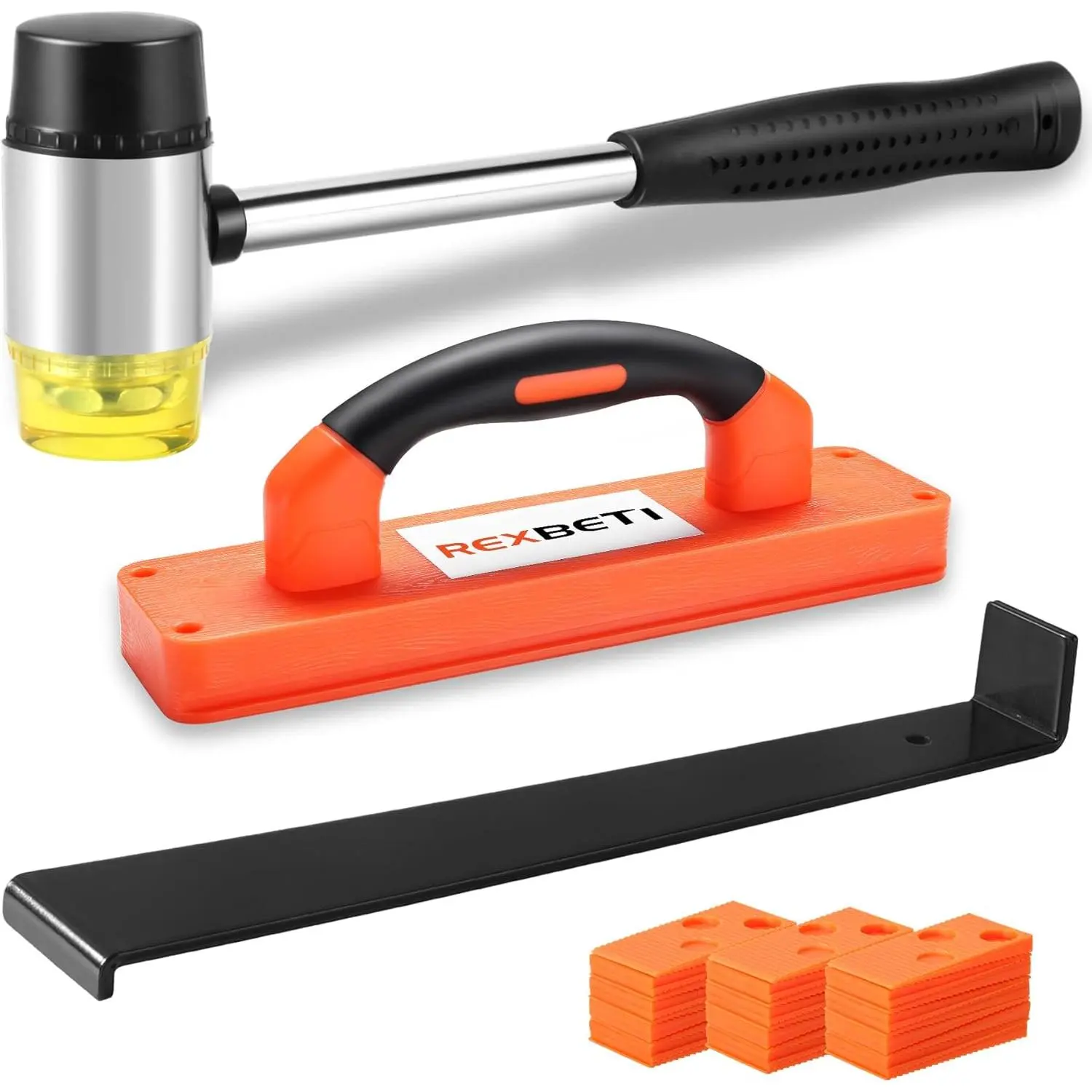 Laminate Wood Flooring Installation Kit, LVP/Vinyl Flooring Tools |   Double-faced Mallet/Steel Pull Bar/Tapping Block with Handle/40 Spacers, Laminate Flooring/Vinyl Plank Flooring Installation