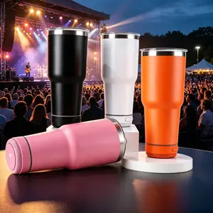 Fun 30oz Bluetooth-compatible Speaker Tumbler, 304 Stainless Steel Insulated Ice Cup with Straw, Portable Large Capacity Car Mug for Daily Use & Gift