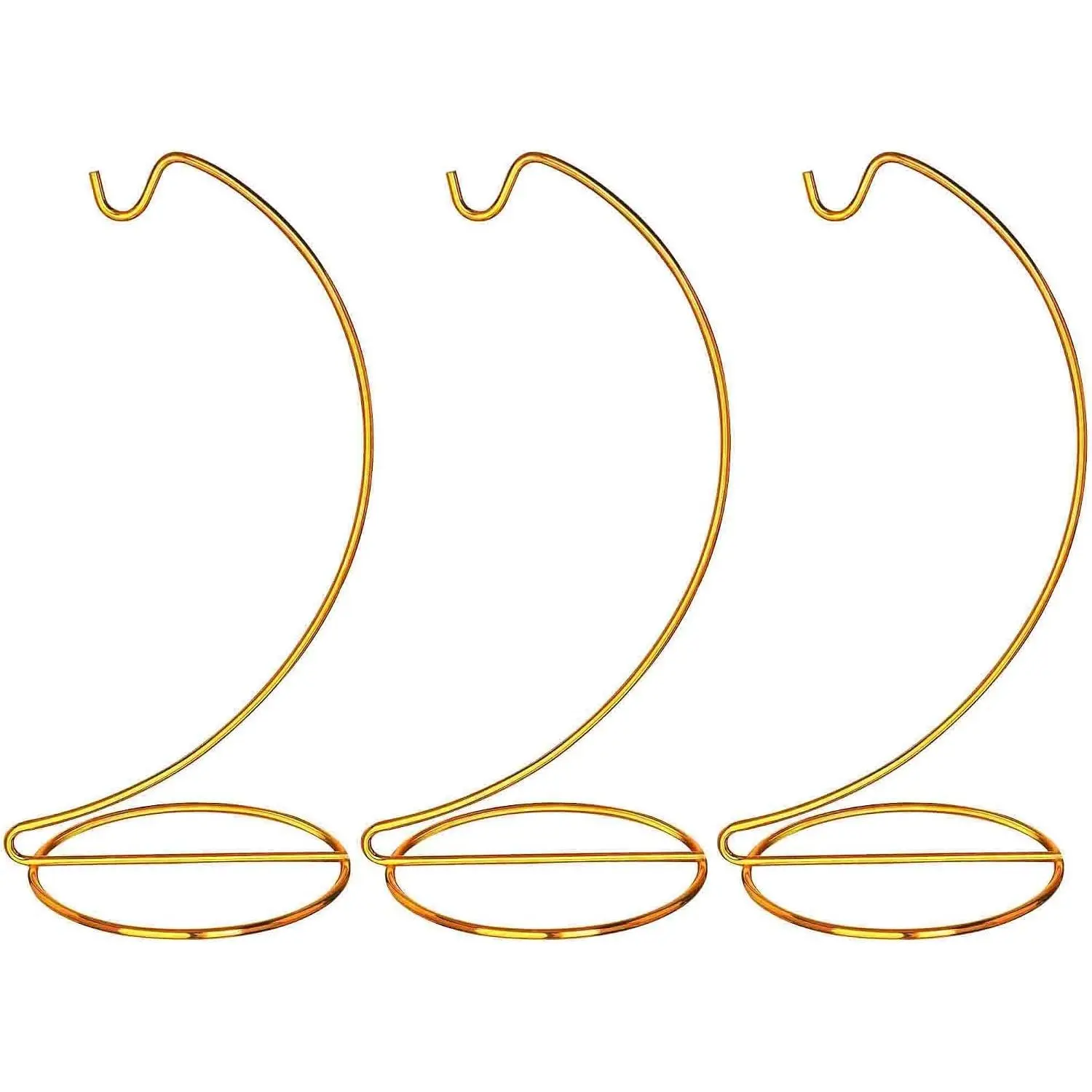 3 Pack 9" H Ornament Display Stand Iron Hanging Stand Ornament Hanger Holder Decor Display Holder Hook for Glass Globe Air Plant Terrarium Table Decor(Gold)