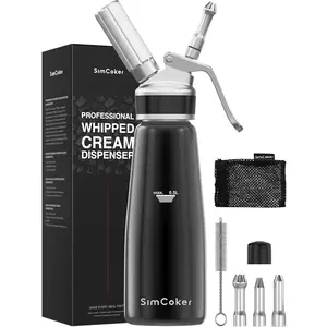 Professional Aluminum Whipped Cream Dispenser 500ml / 1 Pint, Leak-Proof Cream Whipper with 3 Decorating Tips, Food-Grade Tested, Easy Clean, N2O Chargers Compatible (Not Included)