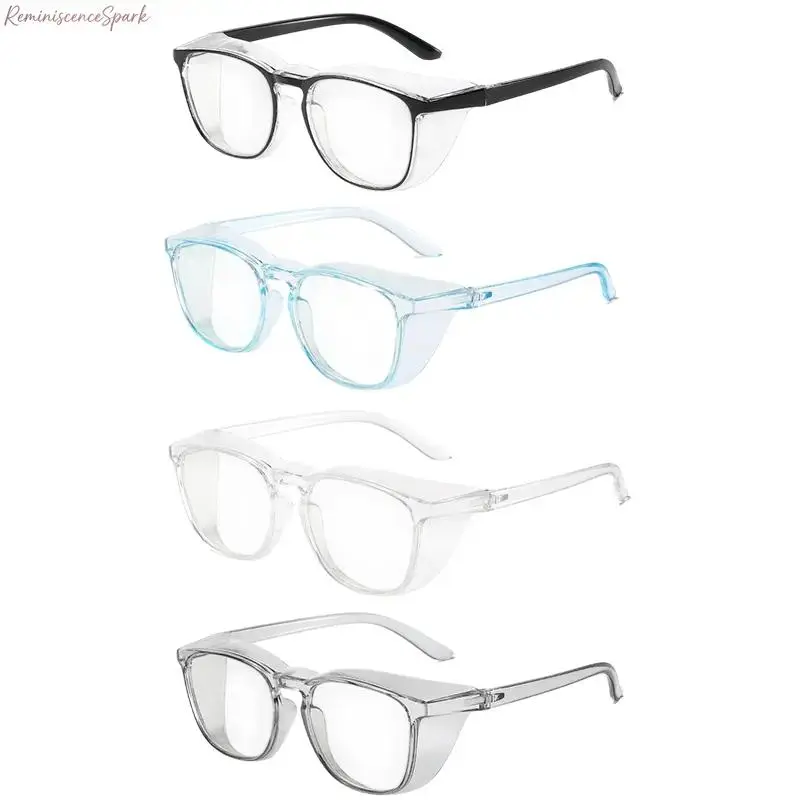 XUH 4 Pack Men's Safety Glasses, Full Wrap Frames with Anti-Fog, Anti-Blue Light, and UV Protection, Wind Resistant for Cycling, Safety Men's Frames, Wraparound, Outdoor Cycling, Protective Goggles, Non-Polarized