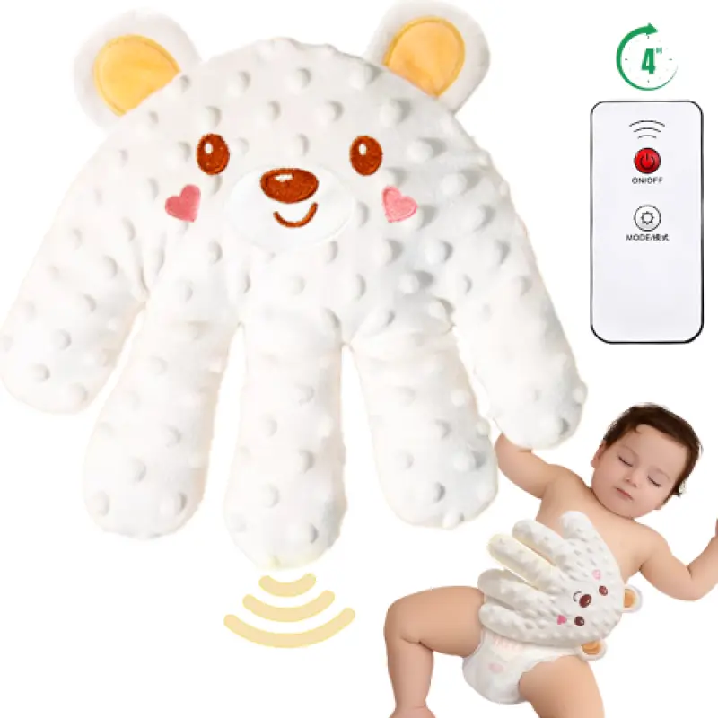 Babytish Remote Control Patting Sleep Soother Plush Toy, Simulated Hand Calming Stuffed Animal for Newborns, Infants & Toddlers, Off-White