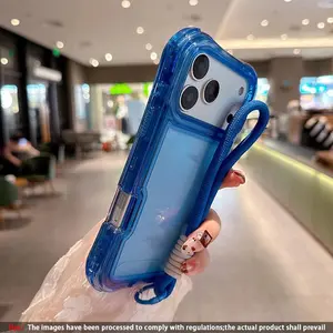 Transparent Four-Corner Airbag Protective Strap Lanyard Anti-Drop Phone Case Cover Shockproof for iPhone 17 Pro Max 17 16 Pro Max 15 Pro Max 14 13 12 11 17 Air