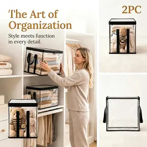 Transparent Toy Clothing Book Storage Bag, Comic Book Organizer Box, Foldable Book Display Case with Lid and Handle, Suitable for Books, Clothes, Toys