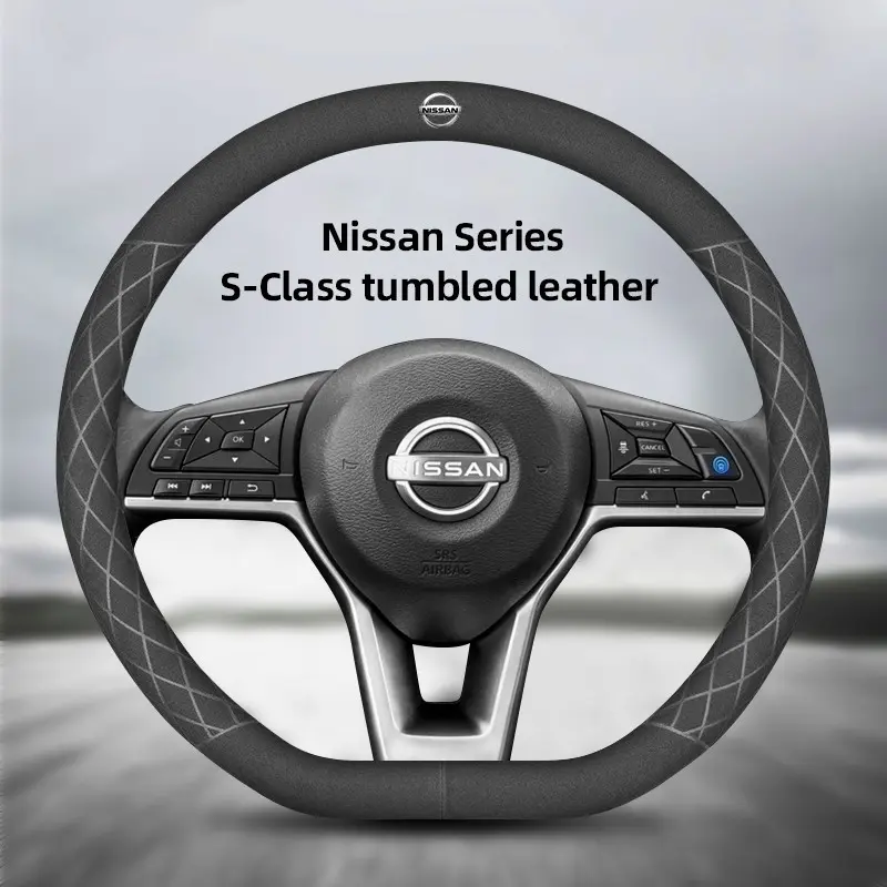 Car Steering Wheel Cover Suede Non-slip Auto Accessories For Nissan Rogue Pathfinder X-Trail GTR Note Qashqai Juke Patrol Townstar Frontier Sentra Navara Maxima Micra Altima Versa Leaf Ariya Murano Armada Serena Sakura Titan Skyline Livina Pulsar