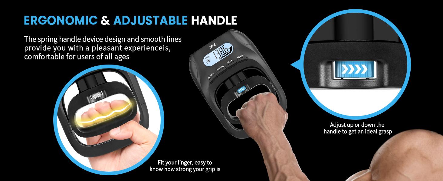 AGS 396lbs/180kg Grip Strength Tester, Hand Grip Dynamometer, Digital Grip Strength Tester with LCD Display, Adjustable Hand Grip Training Gauge, Hand Grip Testing for Sports Home School Use